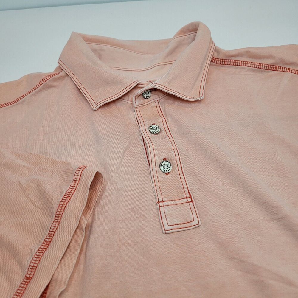 Tommy Bahama Polo Shirt Mens Large Peach Excellent Cotton Tencel Short Sleeve
